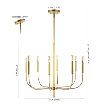 Amoros 27.25" Modern Mid-Century Iron LED Chandelier - JONATHAN Y